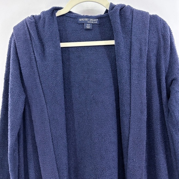𝅺BAREFOOT Dreams CozyChic Lite Navy Hooded Longline Cardigan Super Soft - Picture 4 of 8